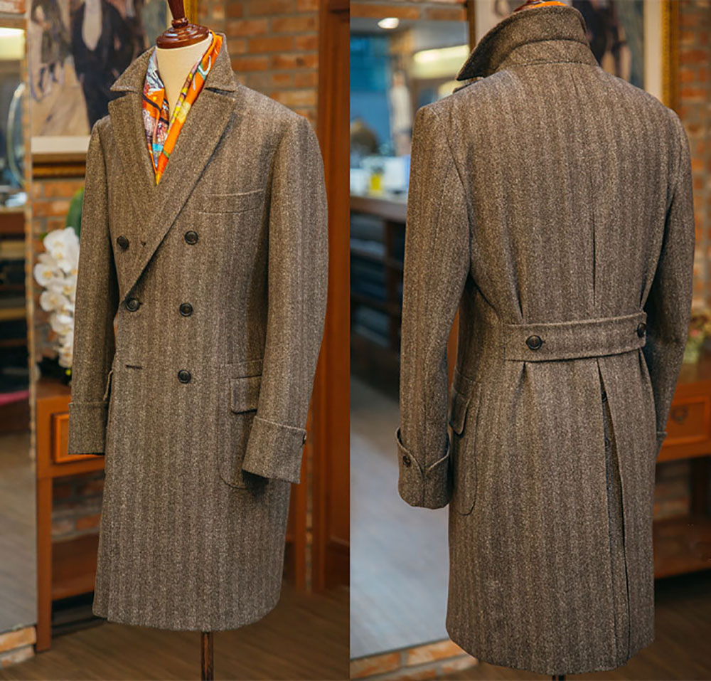 Men'S Vintage Formal Wear - ヴィンテージウールブレンドヘリンボーンコート男性用カスタマイズされたダブルブレスト暖かいオーバーコートジャケットフォーマルウェアワンピースプラスサイズ
