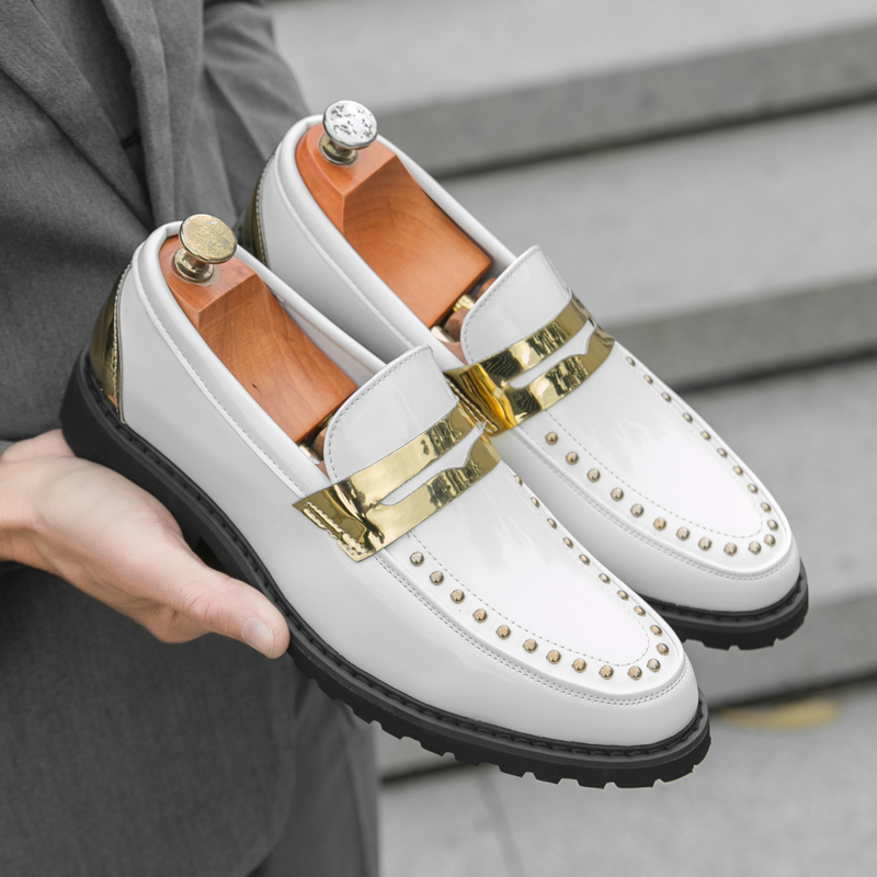 Men'S Formal Party Wear Shoes - 男性ファッショナブルなローファー PU 厚底耐摩耗性革靴英国の若者のスタイルカジュアルビジネスフォーマルウェアサイズ 38-46
