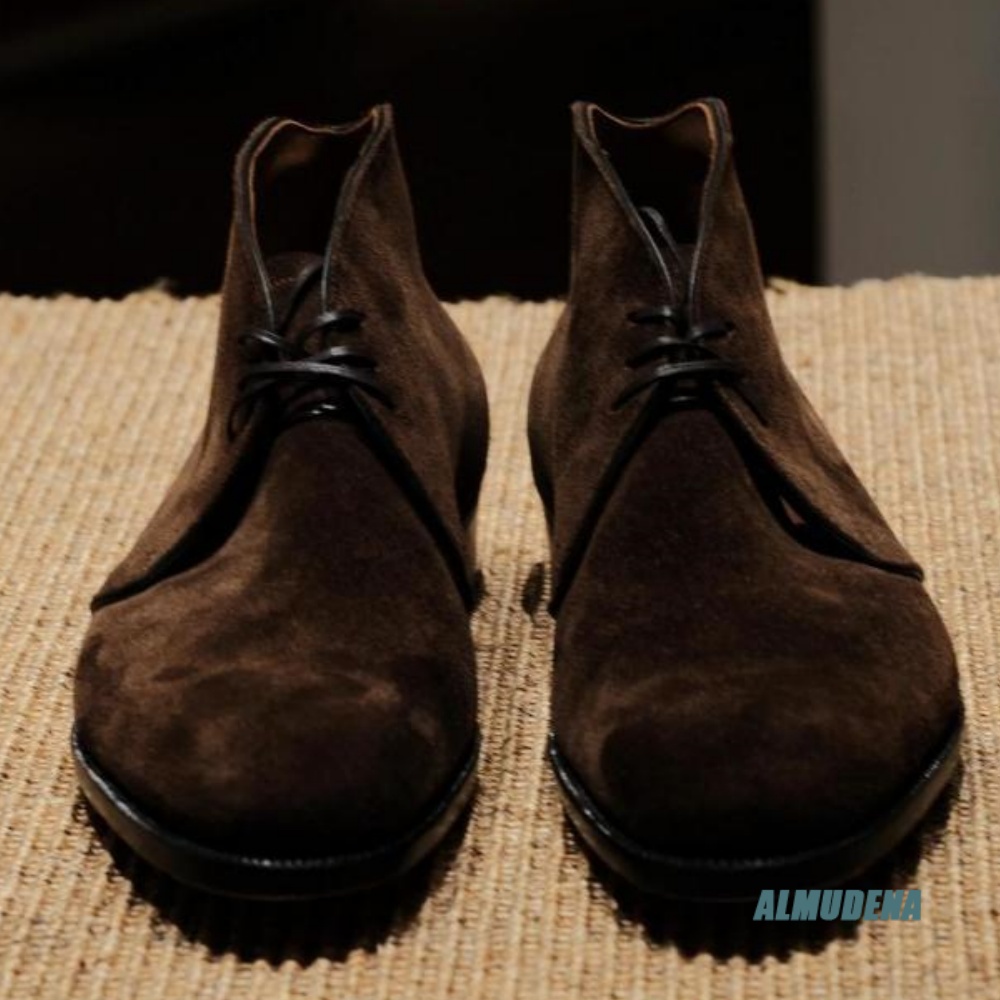 Men'S Formal Style - ストリートスタイルメンズアンクルブーツコーヒーブラウンスエードシンプルなレースアップローフラットヒールアウトドアトレンディビジネスフォーマルデイリーショートブーツ