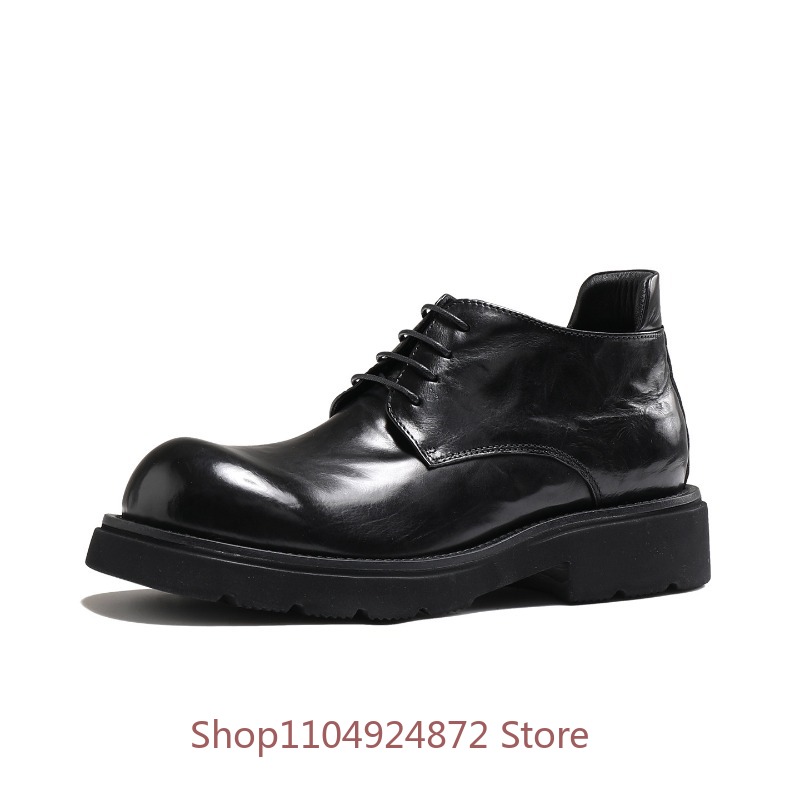 Men'S Formal Style - 高級ファッションラウンドトゥダービーシューズメンズ本革厚底身長増加ビジネスフォーマルチェルシーブーツ男性