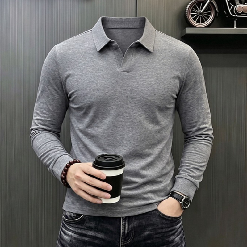 Men'S Formal Style - メンズビジネスカジュアル長袖Tシャツ春秋快適通気性作業服トップフォーマルな機会に最適ポロシャツ男性用