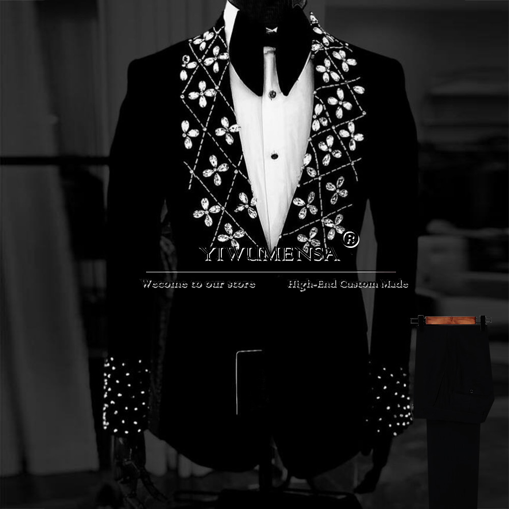 メタリックジュエリーオーナメント付きメンズウェディングスーツ - Men'S Formal Wear Jewelry のレビューと価格