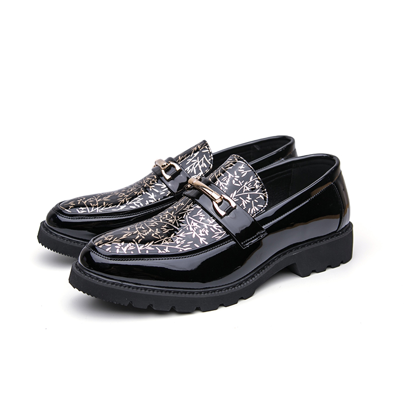 メンズツートーンバンブープリントパテントレザーローファー、メ - Men Formal Wear Shoes のレビューと価格