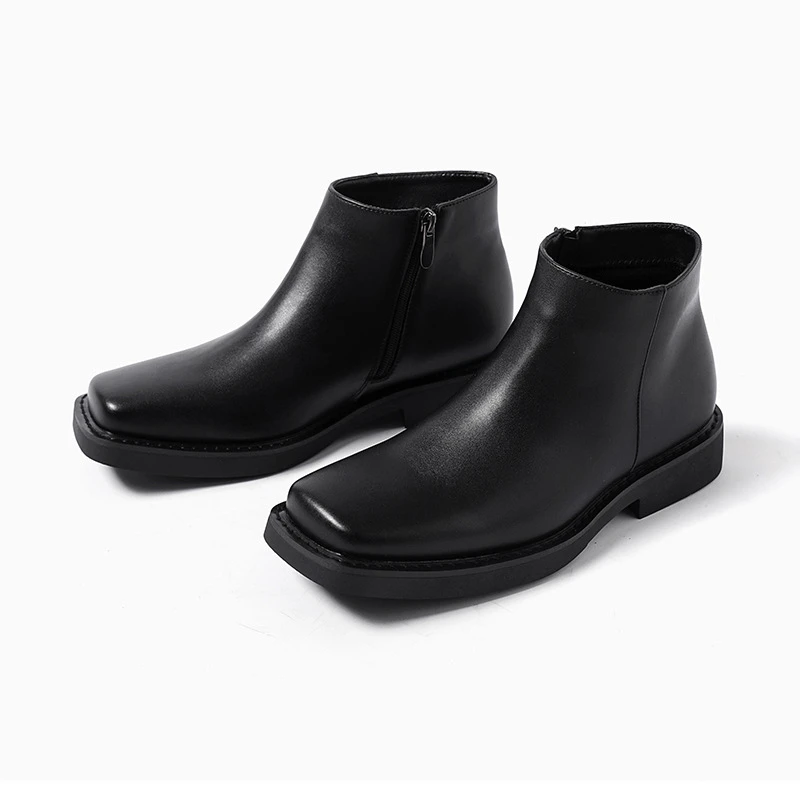黒の新ファッション男性カジュアル革靴秋冬ドレスアンクルブーツ - Men Formal Wear Shoes のレビューと価格