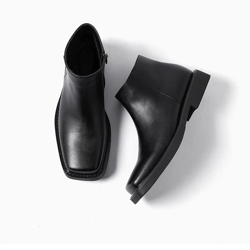 黒の新ファッション男性カジュアル革靴秋冬ドレスアンクルブーツ - Men Formal Wear Shoes のレビューと価格