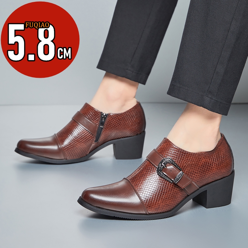 ヴィンテージスタイルメンズハイヒールレザーシューズスネークパ - Men'S Formal Style のレビューと価格