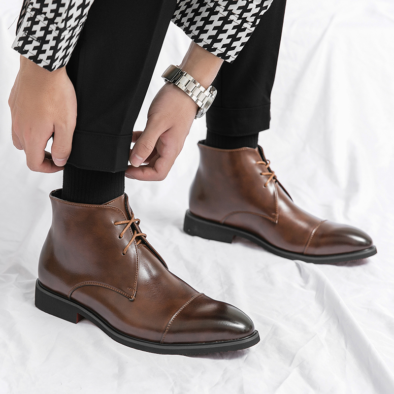 英語スタイルのメンズ本革ブーツ ポインテッドチェルシーブーツ - Men'S Formal Style のレビューと価格