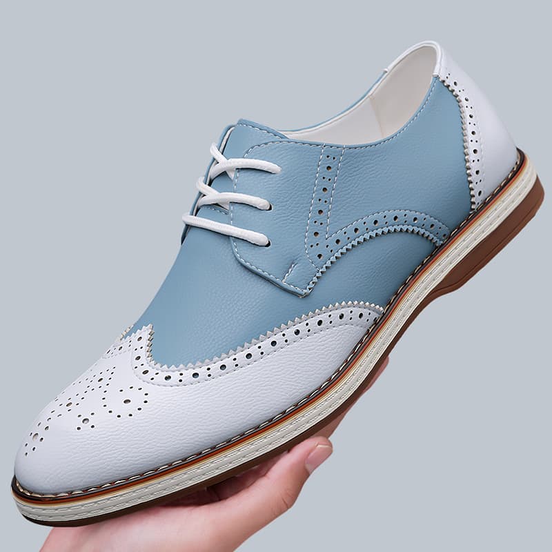 メンズ ホワイト ブルー ツートーン ブローグ オックスフォ - Men Formal Wear Shoes のレビューと価格