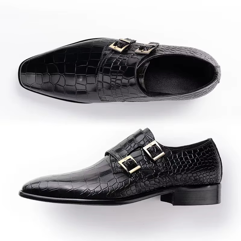 メンズ本革ドレスローファー手作りダブルバックルモンクスリッポ - Men'S Formal Party Wear Shoes のレビューと価格