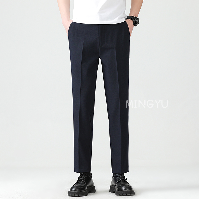高品質リヨセルブレンド夏足首丈パンツ男性ビジネス弾性ウエスト - Men'S Formal Style のレビューと価格