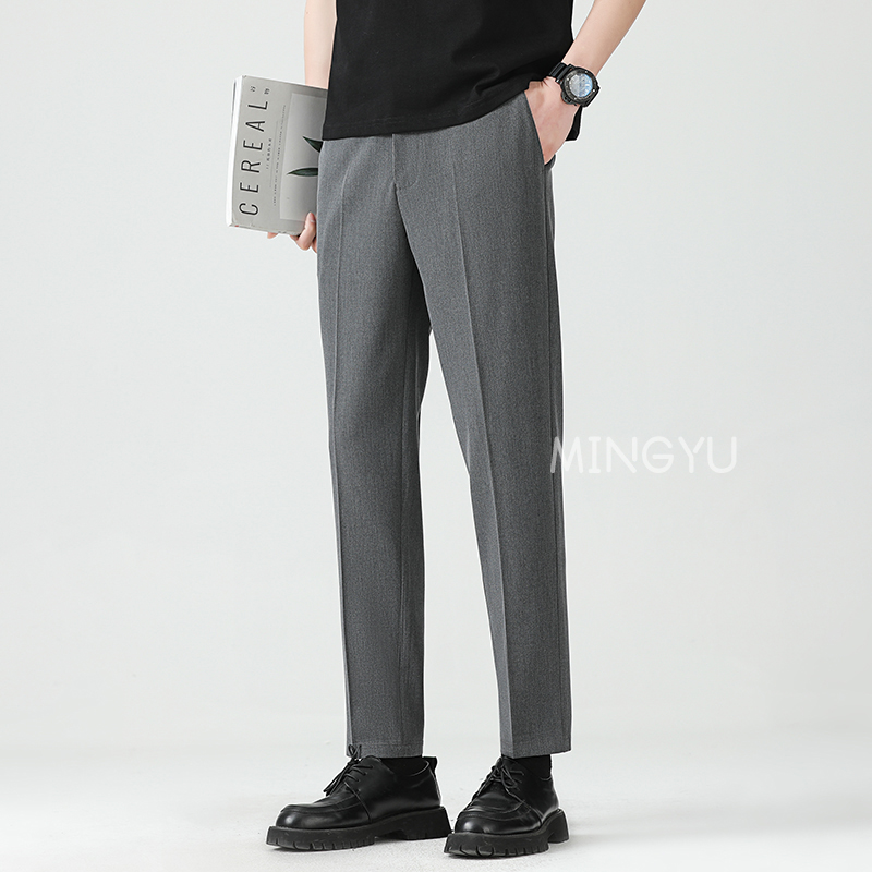 高品質リヨセルブレンド夏足首丈パンツ男性ビジネス弾性ウエスト - Men'S Formal Style のレビューと価格
