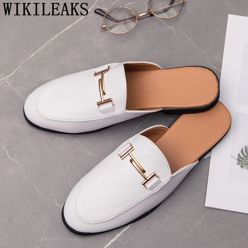 黒のハーフシューズ男性用革靴男性ミュールカジュアルシューズ男 - Men Formal Wear Shoes のレビューと価格