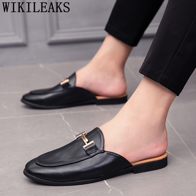 黒のハーフシューズ男性用革靴男性ミュールカジュアルシューズ男 - Men Formal Wear Shoes のレビューと価格