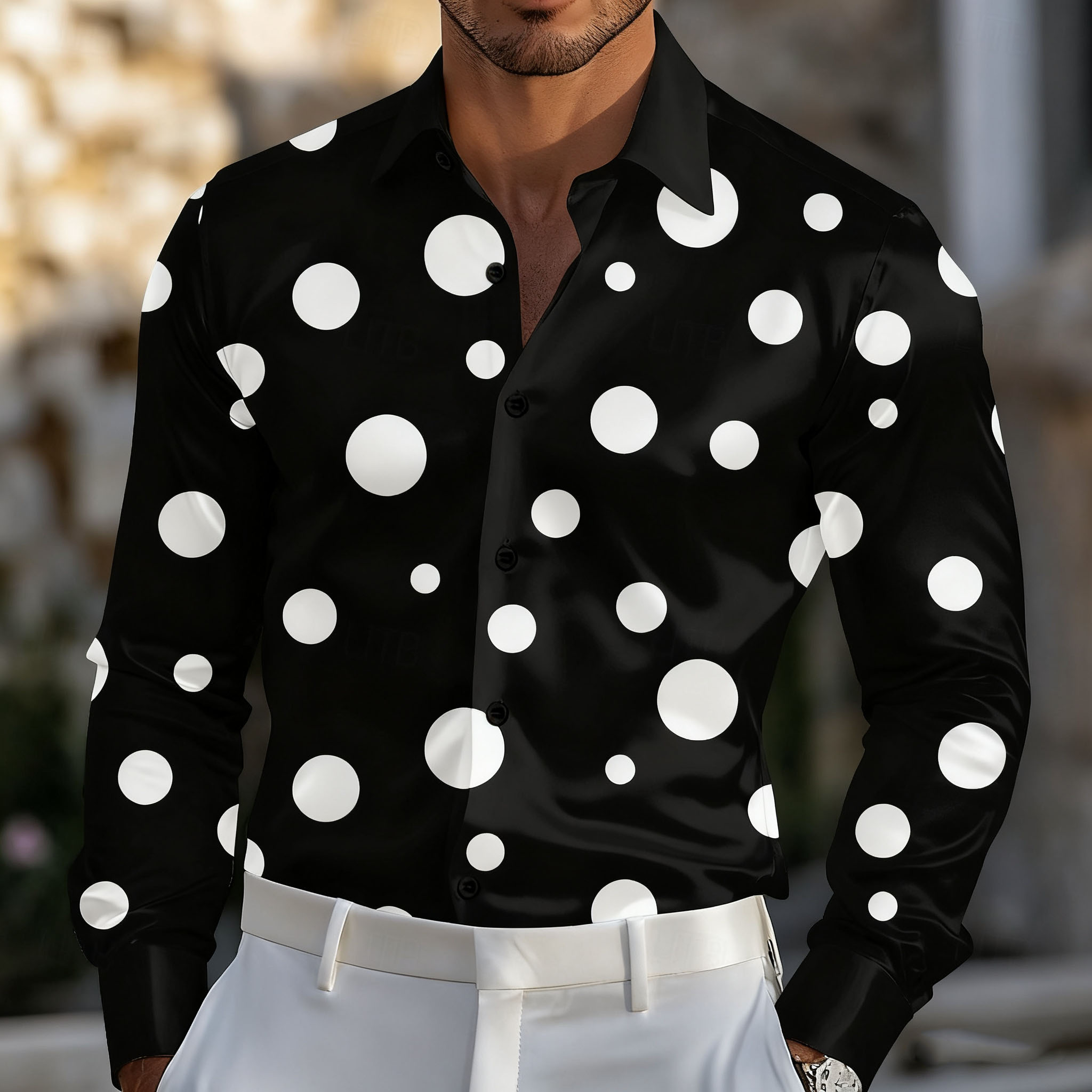 メンズ 幾何学模様 ポルカドット シャツ フォーマルシャツ  - Men'S Holiday Formal Wear のレビューと価格