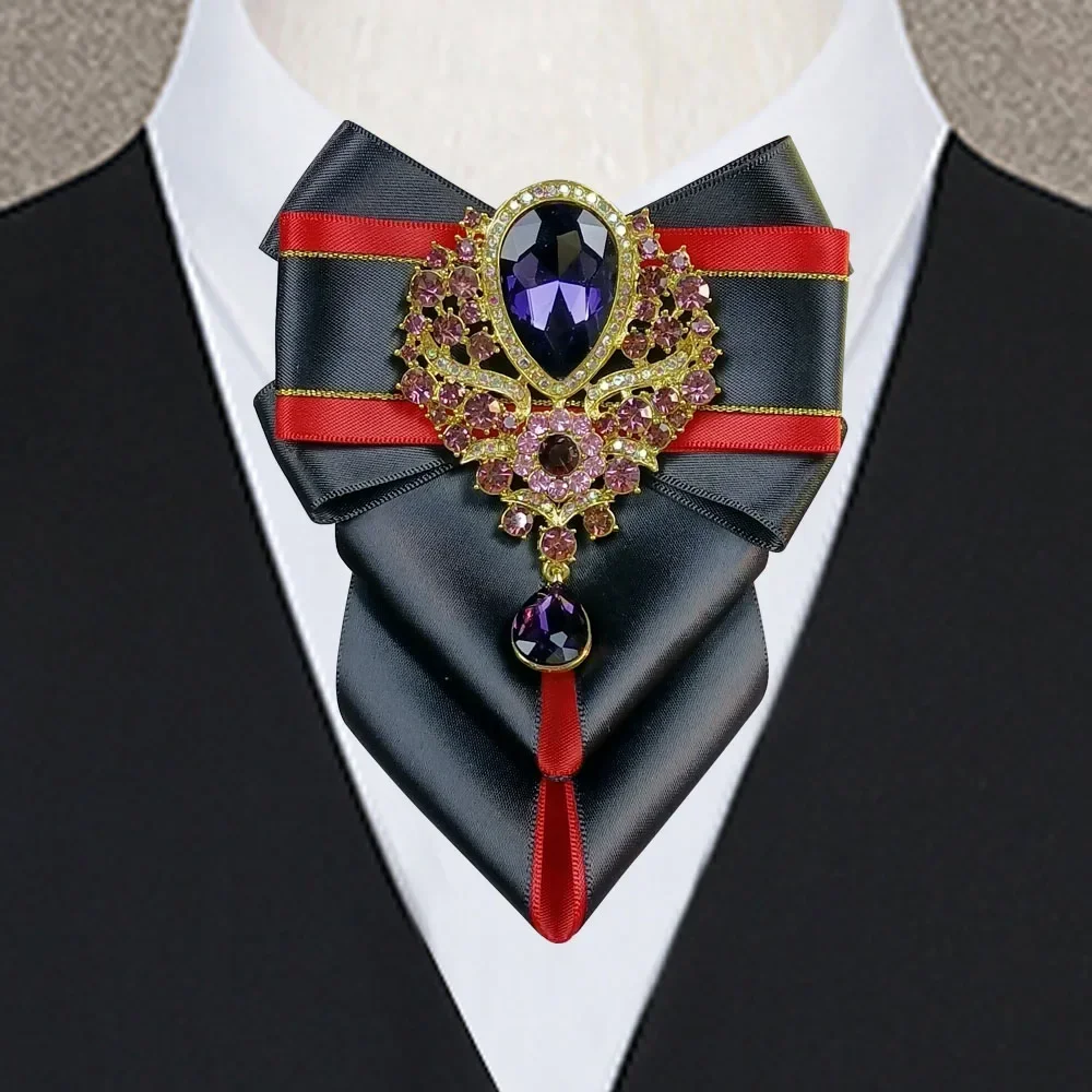男性用パープルラインストーン蝶ネクタイ,ビジネス宴会,フォー - Men'S Formal Wear Jewelry のレビューと価格