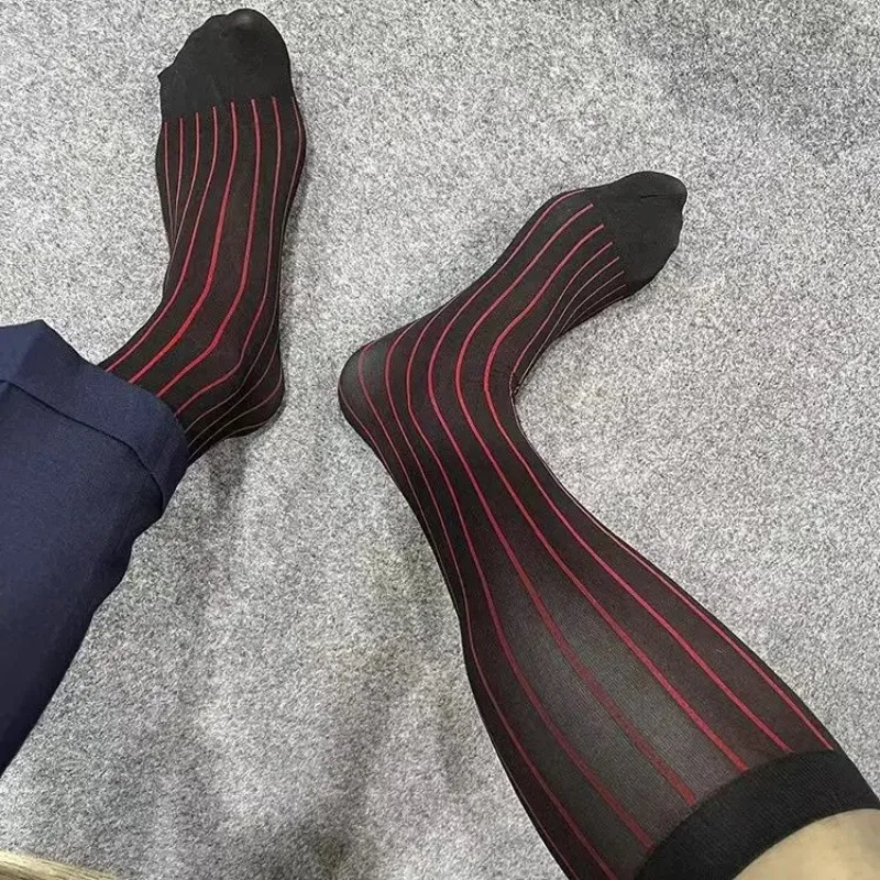 メンズストライプソックス、超薄シルクフォーマルドレススーツ用 - Men'S Formal Style のレビューと価格