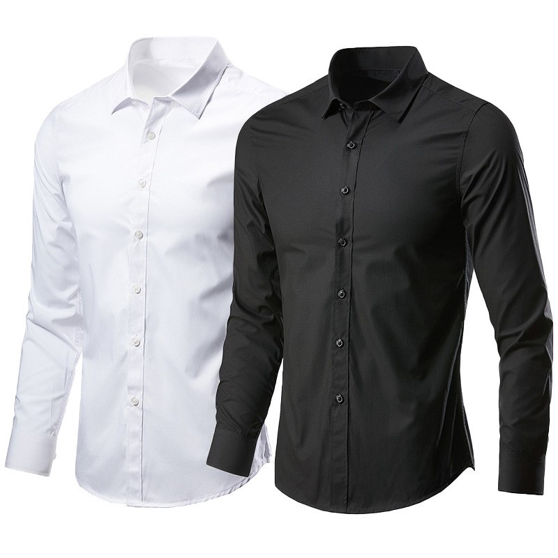 ブラックコットンフォーマルドレスシャツ メンズ カジュアル  - Men Formal Wear All Black のレビューと価格