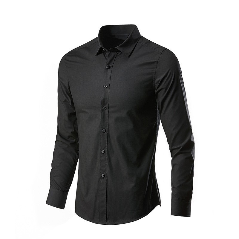 ブラックコットンフォーマルドレスシャツ メンズ カジュアル  - Men Formal Wear All Black のレビューと価格