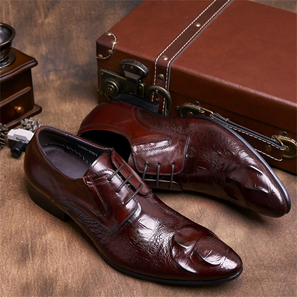 牛革型押しクロコダイル柄ブリティッシュスタイルメンズポインテ - Men'S Formal Style のレビューと価格