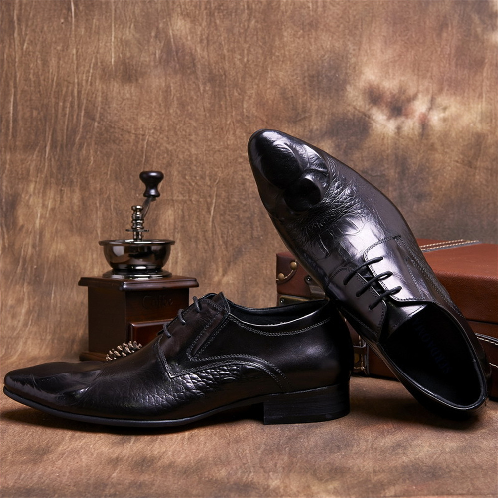 牛革型押しクロコダイル柄ブリティッシュスタイルメンズポインテ - Men'S Formal Style のレビューと価格