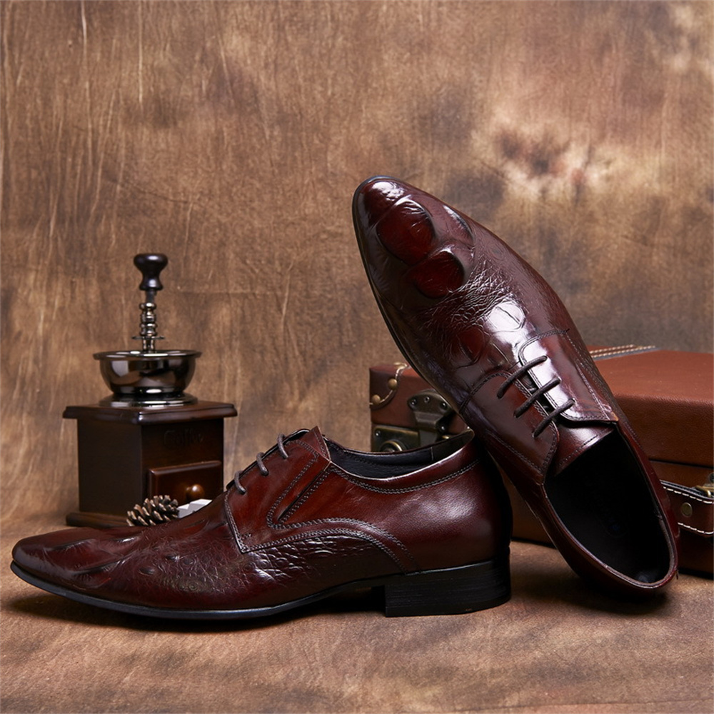 牛革型押しクロコダイル柄ブリティッシュスタイルメンズポインテ - Men'S Formal Style のレビューと価格