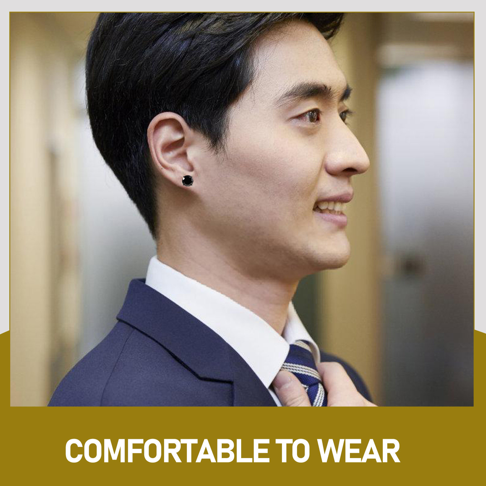 1ペア チタン鋼 ブラックジルコン イヤリング スタッド ミ - Men'S Formal Wear Jewelry のレビューと価格