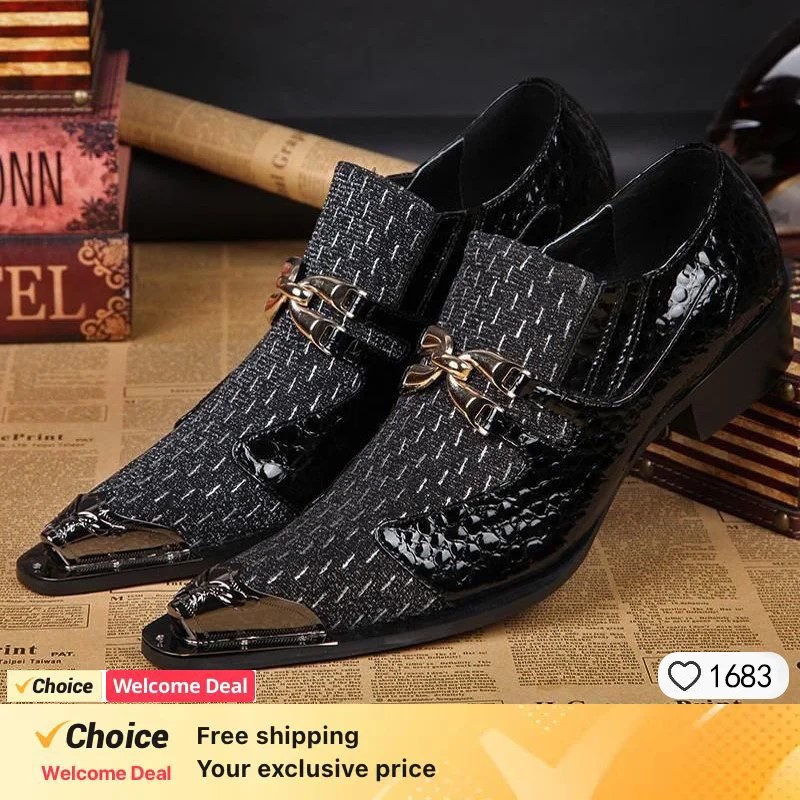 春と秋のクロコダイルラインメタルアイアンヘッドファッションシ - Men'S Formal Party Wear Shoes のレビューと価格